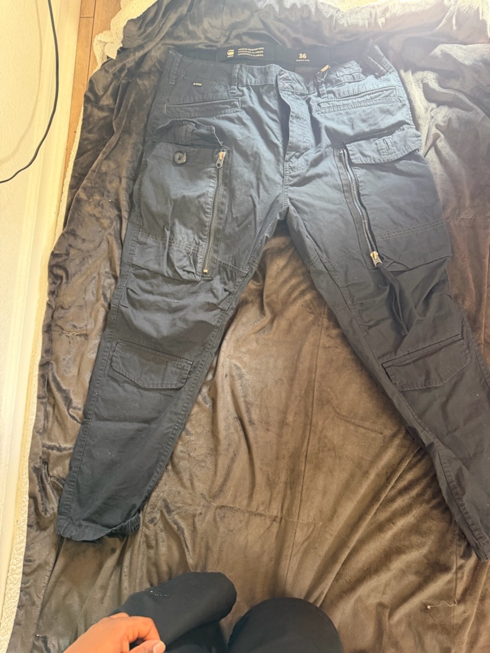 G-Star Slim Black Cargo Pants with Zippered Utility Pockets